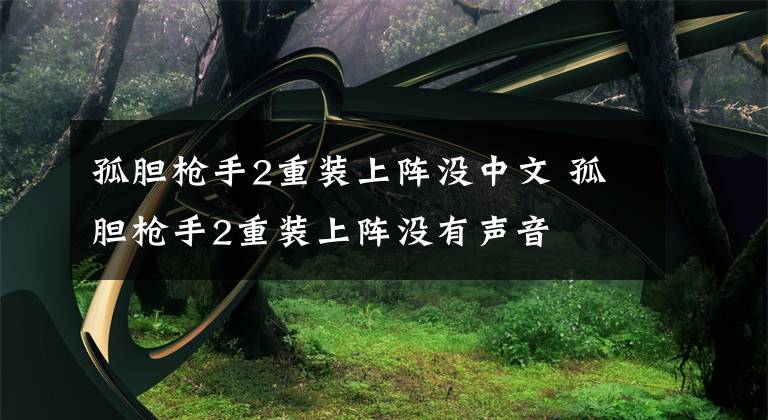 孤胆枪手2重装上阵没中文 孤胆枪手2重装上阵没有声音