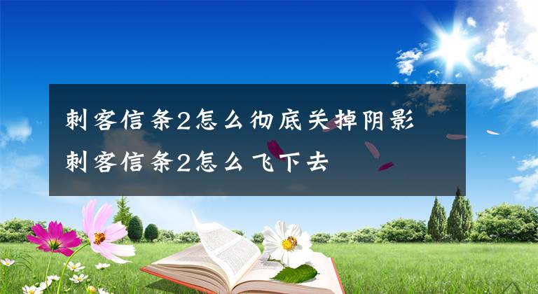 刺客信条2怎么彻底关掉阴影 刺客信条2怎么飞下去