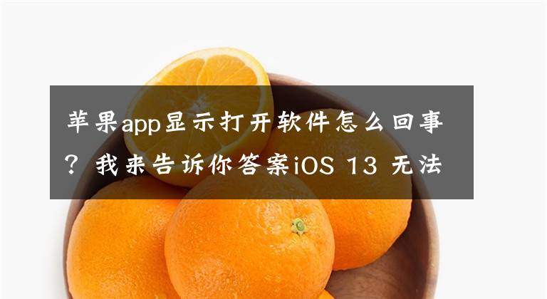 苹果app显示打开软件怎么回事？我来告诉你答案iOS 13 无法正常打开应用怎么办？