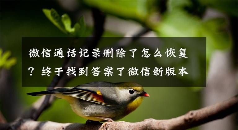 微信通话记录删除了怎么恢复？终于找到答案了微信新版本：微信8.0.26版本来了，语音通话内测关闭文章配图