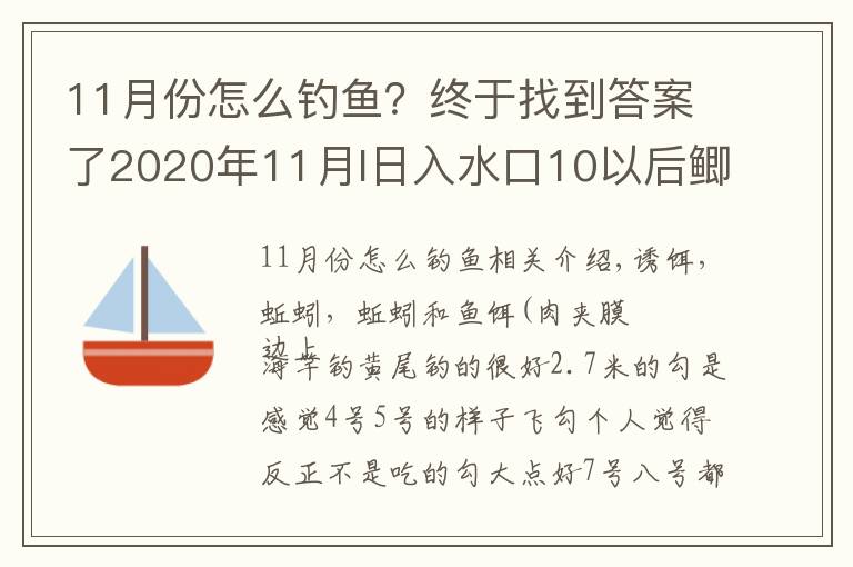 11月份怎么钓鱼？终于找到答案了2020年11月I日入水口10以后鲫鱼开口