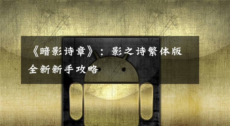 《暗影诗章》：影之诗繁体版全新新手攻略文章配图