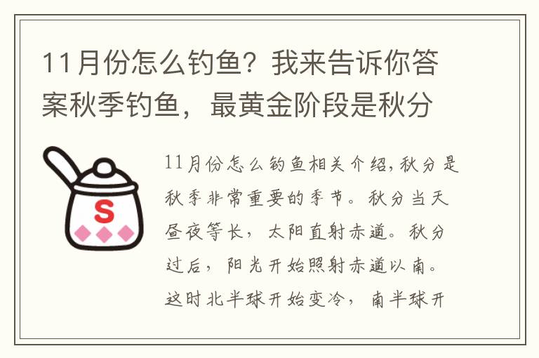 11月份怎么钓鱼？我来告诉你答案秋季钓鱼，最黄金阶段是秋分前后，这些招数要常用，渔获猛增几倍