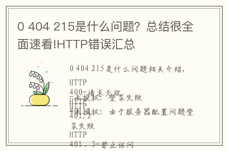 0 404 215是什么问题？总结很全面速看!HTTP错误汇总