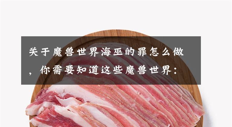 关于魔兽世界海巫的罪怎么做，你需要知道这些魔兽世界：P2阶段装备提升确实不大，海巫几万G真的很值吗？文章配图