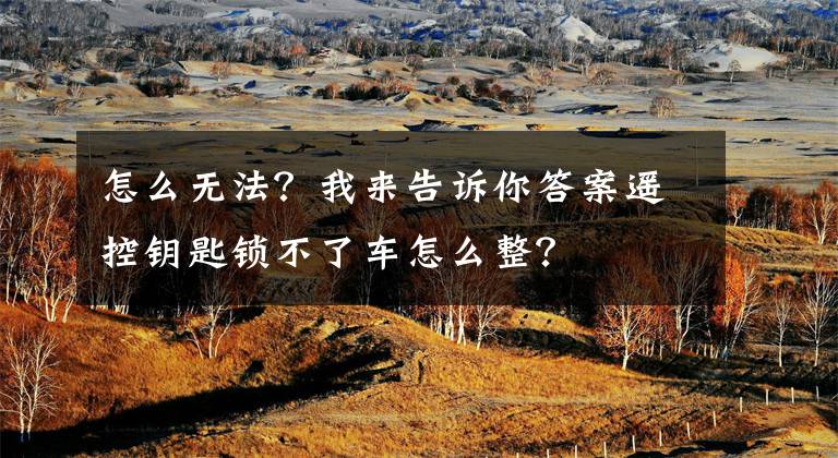 怎么无法？我来告诉你答案遥控钥匙锁不了车怎么整？文章配图