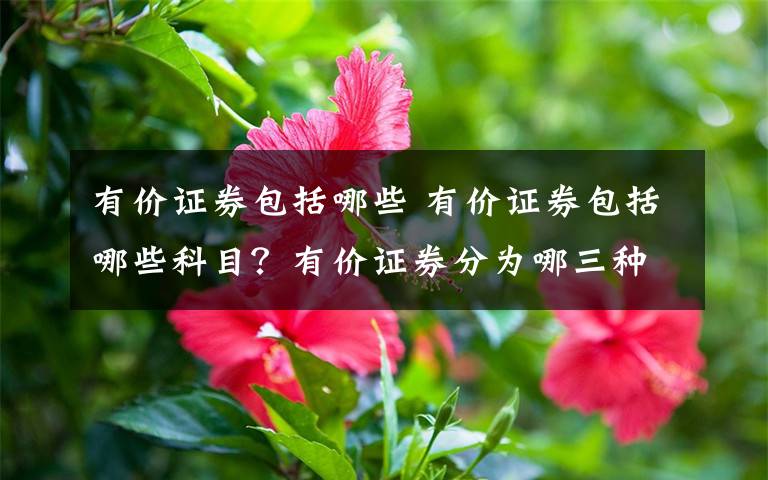有价证券包括哪些 有价证券包括哪些科目？有价证券分为哪三种文章配图