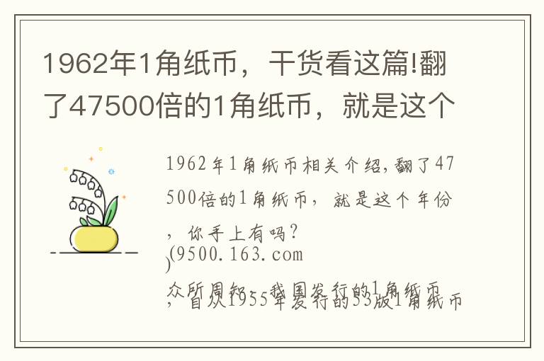 1962年1角纸币，干货看这篇!翻了47500倍的1角纸币，就是这个年份，你手上有吗？