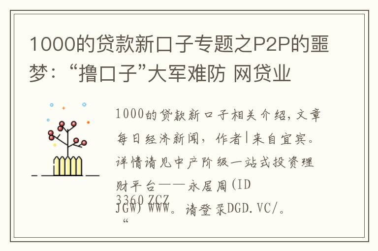 1000的贷款新口子专题之P2P的噩梦：“撸口子”大军难防 网贷业逾期率严重注水