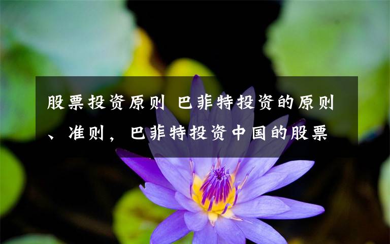 股票投资原则 巴菲特投资的原则、准则，巴菲特投资中国的股票文章配图