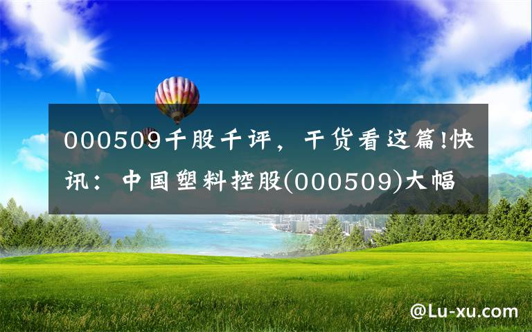 000509千股千评，干货看这篇!快讯：中国塑料控股(000509)大幅上涨，临时申报3.6元。