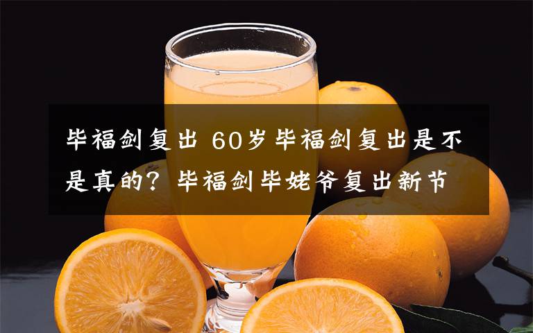 毕福剑复出 60岁毕福剑复出是不是真的？毕福剑毕姥爷复出新节目是什么