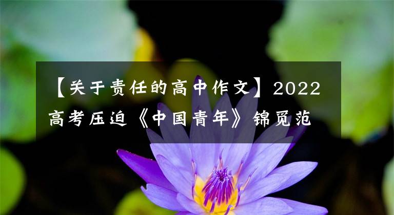 【关于责任的高中作文】2022高考压迫《中国青年》锦觅范文《中国青年的责任与担当》