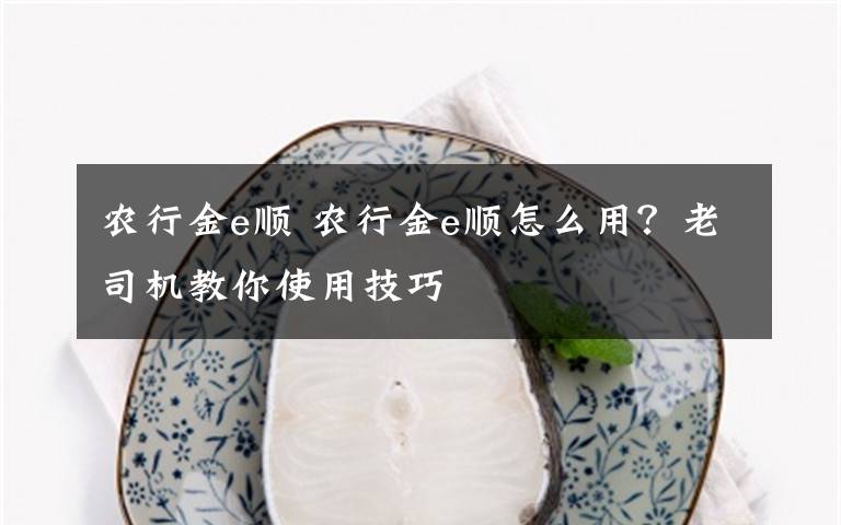 农行金e顺 农行金e顺怎么用？老司机教你使用技巧文章配图