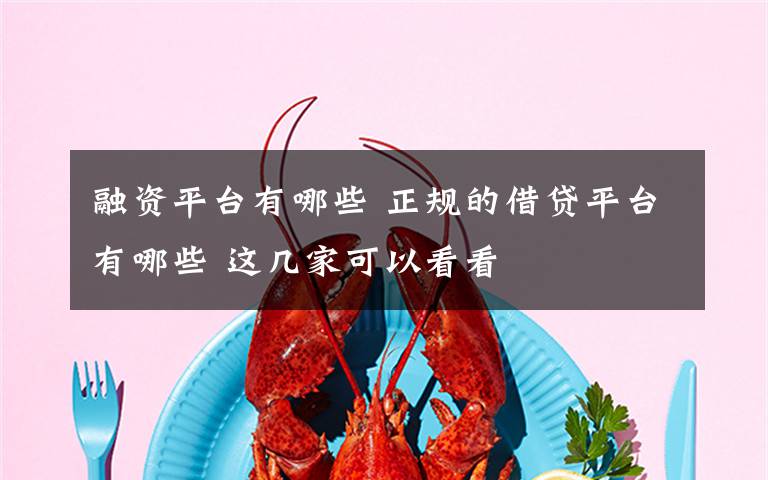 融资平台有哪些 正规的借贷平台有哪些 这几家可以看看文章配图