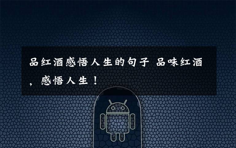 品红酒感悟人生的句子 品味红酒，感悟人生！文章配图