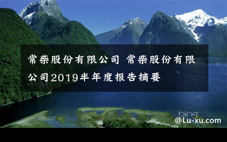 常柴股份有限公司 常柴股份有限公司2019半年度报告摘要文章配图