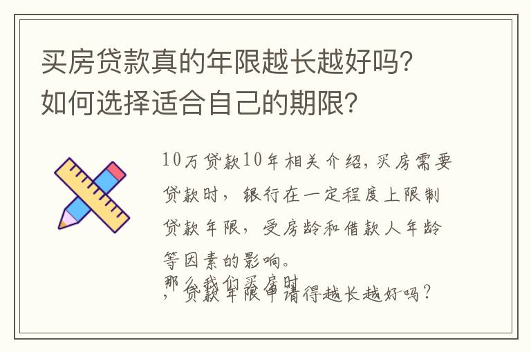 买房贷款真的年限越长越好吗？如何选择适合自己的期限？