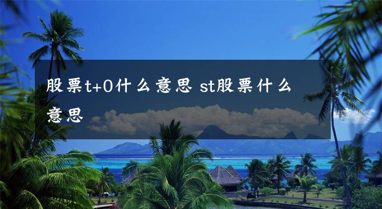 股票t+0什么意思 st股票什么意思文章配图