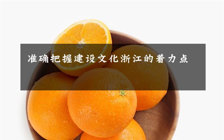 准确把握建设文化浙江的着力点文章配图
