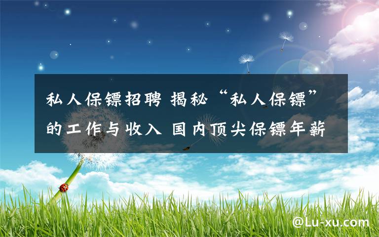 私人保镖招聘 揭秘“私人保镖”的工作与收入 国内顶尖保镖年薪数十万