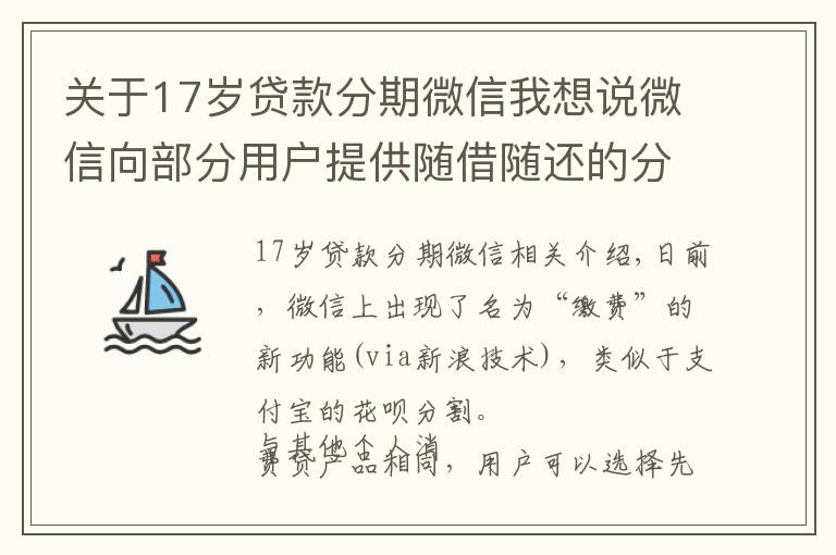 关于17岁贷款分期微信我想说微信向部分用户提供随借随还的分期消费贷服务“分付”