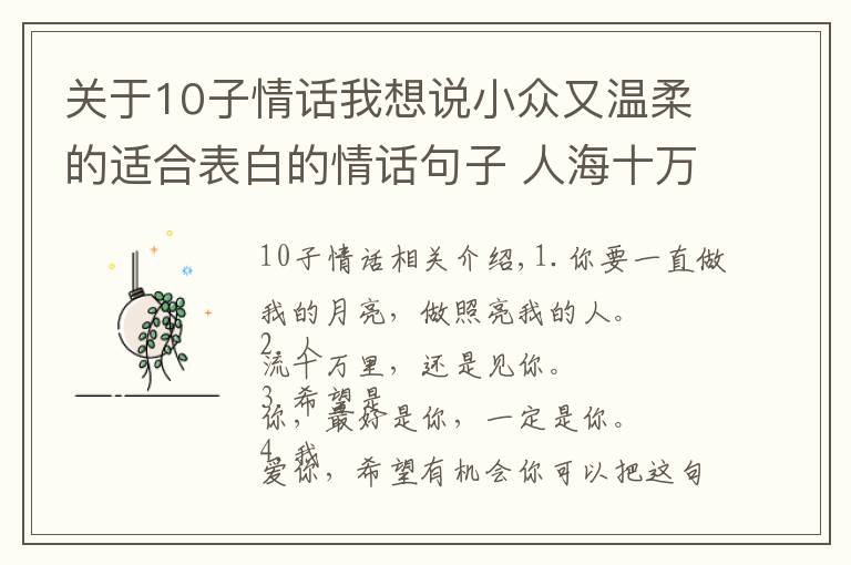 关于10子情话我想说小众又温柔的适合表白的情话句子 人海十万里还是遇见你