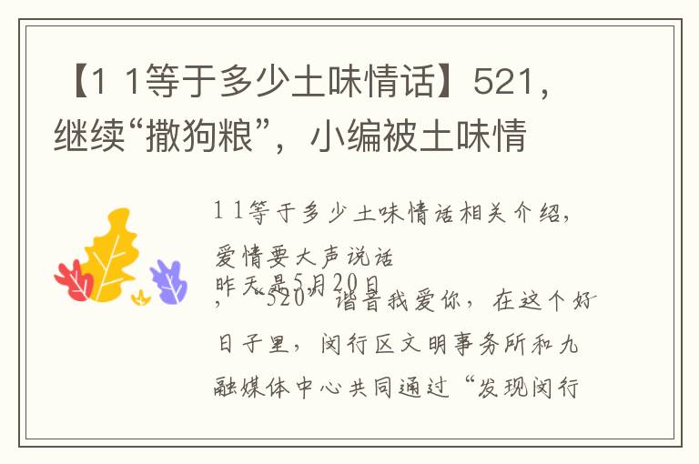 【1 1等于多少土味情话】521，继续“撒狗粮”，小编被土味情话刺激了