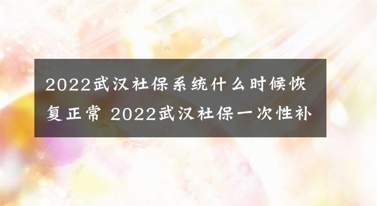 2022武汉社保系统什么时候恢复正常 2022武汉社保一次性补交最新消息