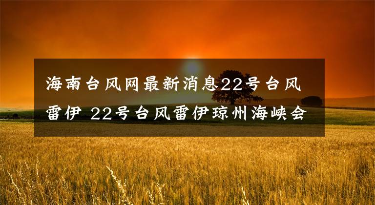 海南台风网最新消息22号台风雷伊 22号台风雷伊琼州海峡会停航吗