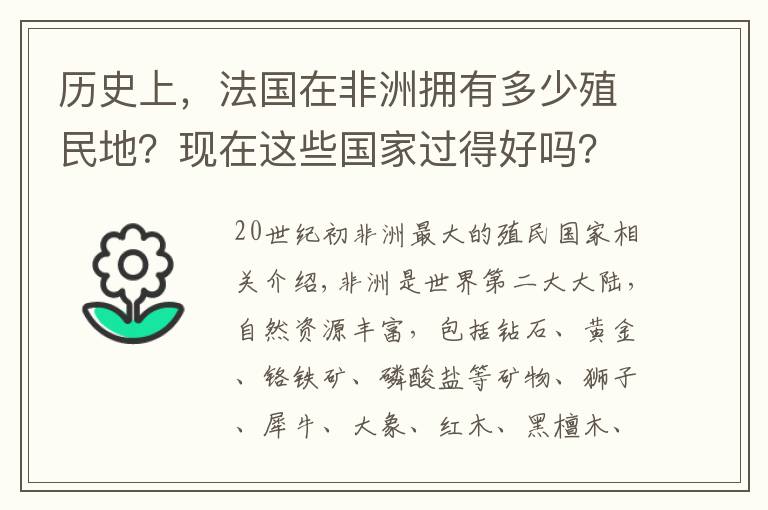 历史上，法国在非洲拥有多少殖民地？现在这些国家过得好吗？