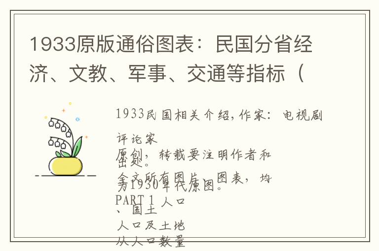 1933原版通俗图表：民国分省经济、文教、军事、交通等指标（上）