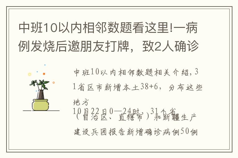 中班10以内相邻数题看这里!一病例发烧后邀朋友打牌，致2人确诊｜一地调整为高风险｜1市关闭所有文体娱乐场所