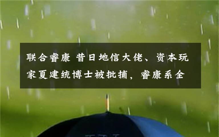 联合睿康 昔日地信大佬、资本玩家夏建统博士被批捕，睿康系全面坍塌