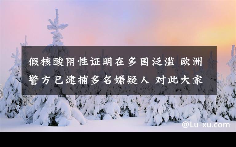 假核酸阴性证明在多国泛滥 欧洲警方已逮捕多名嫌疑人 对此大家怎么看？