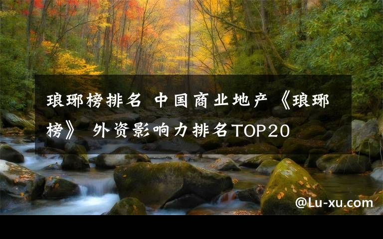 琅琊榜排名 中国商业地产《琅琊榜》 外资影响力排名TOP20