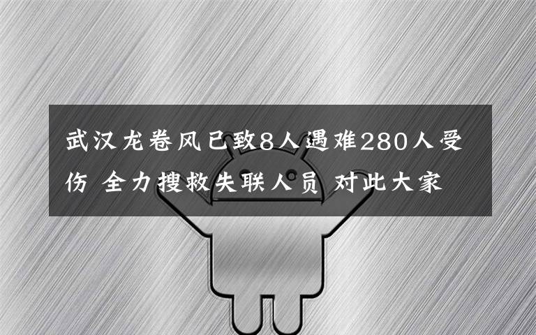 武汉龙卷风已致8人遇难280人受伤 全力搜救失联人员 对此大家怎么看？