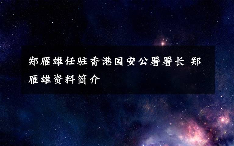 郑雁雄任驻香港国安公署署长 郑雁雄资料简介