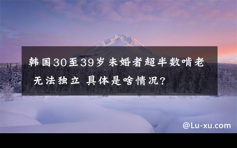 韩国30至39岁未婚者超半数啃老 无法独立 具体是啥情况?