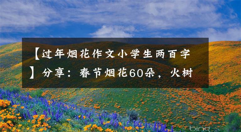 【过年烟花作文小学生两百字】分享：春节烟花60朵，火树银花，耀眼，华丽，耀眼。