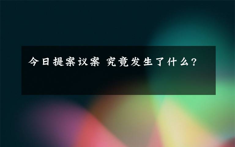 今日提案议案 究竟发生了什么?