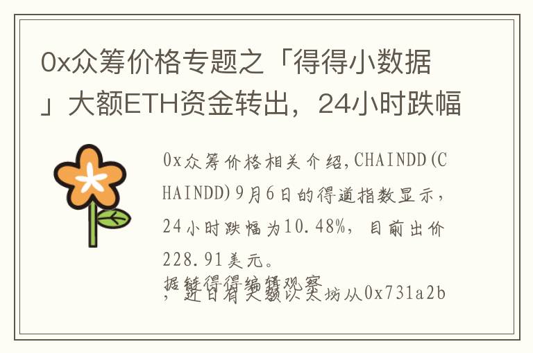 0x众筹价格专题之「得得小数据」大额ETH资金转出，24小时跌幅10.48%