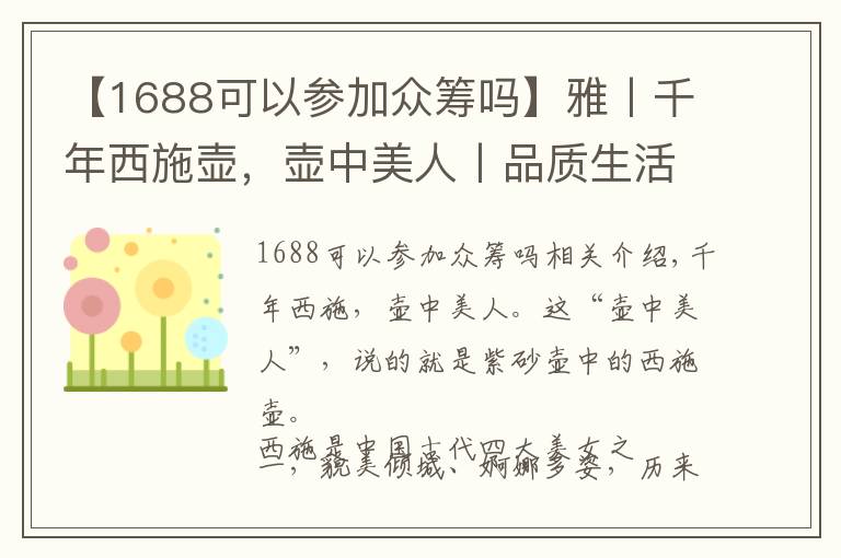 【1688可以参加众筹吗】雅丨千年西施壶，壶中美人丨品质生活