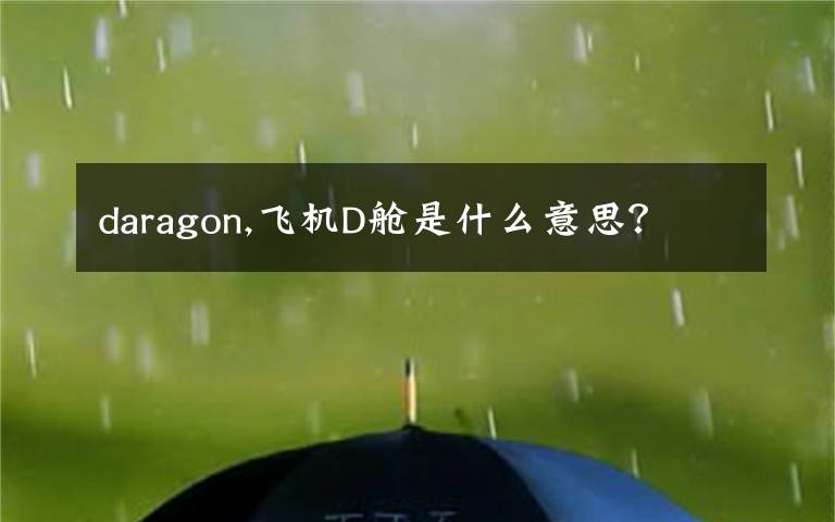 daragon,飞机D舱是什么意思？