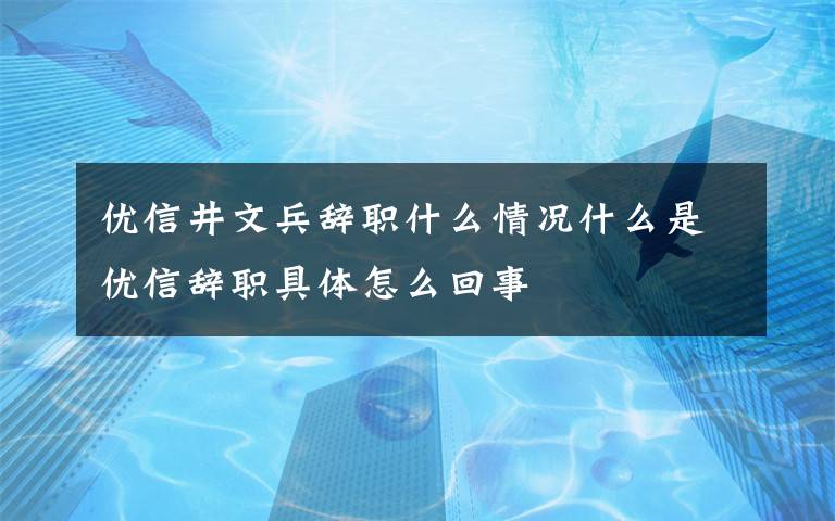 优信井文兵辞职什么情况什么是优信辞职具体怎么回事