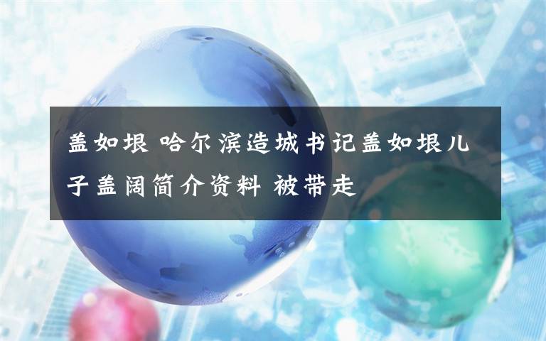 盖如垠 哈尔滨造城书记盖如垠儿子盖阔简介资料 被带走