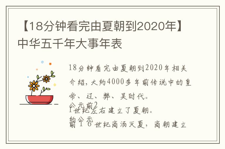 【18分钟看完由夏朝到2020年】中华五千年大事年表