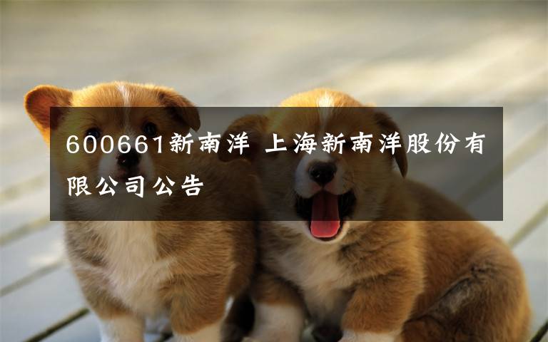 600661新南洋 上海新南洋股份有限公司公告文章配图