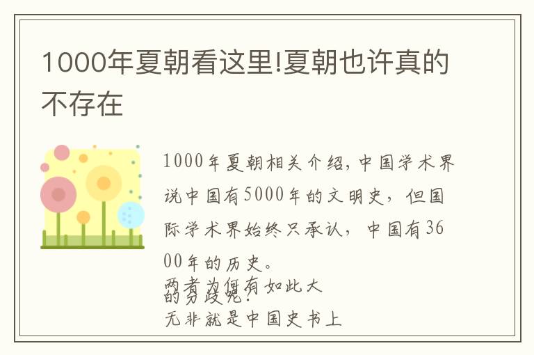 1000年夏朝看这里!夏朝也许真的不存在