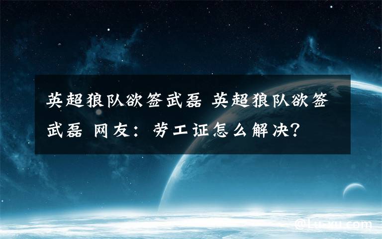 英超狼队欲签武磊 英超狼队欲签武磊 网友：劳工证怎么解决？